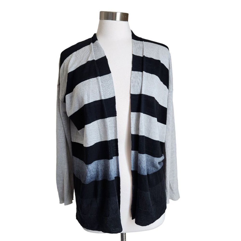 All Saints Linen Cotton Cardigan Sz Small Casual Open Front Lightweight Striped